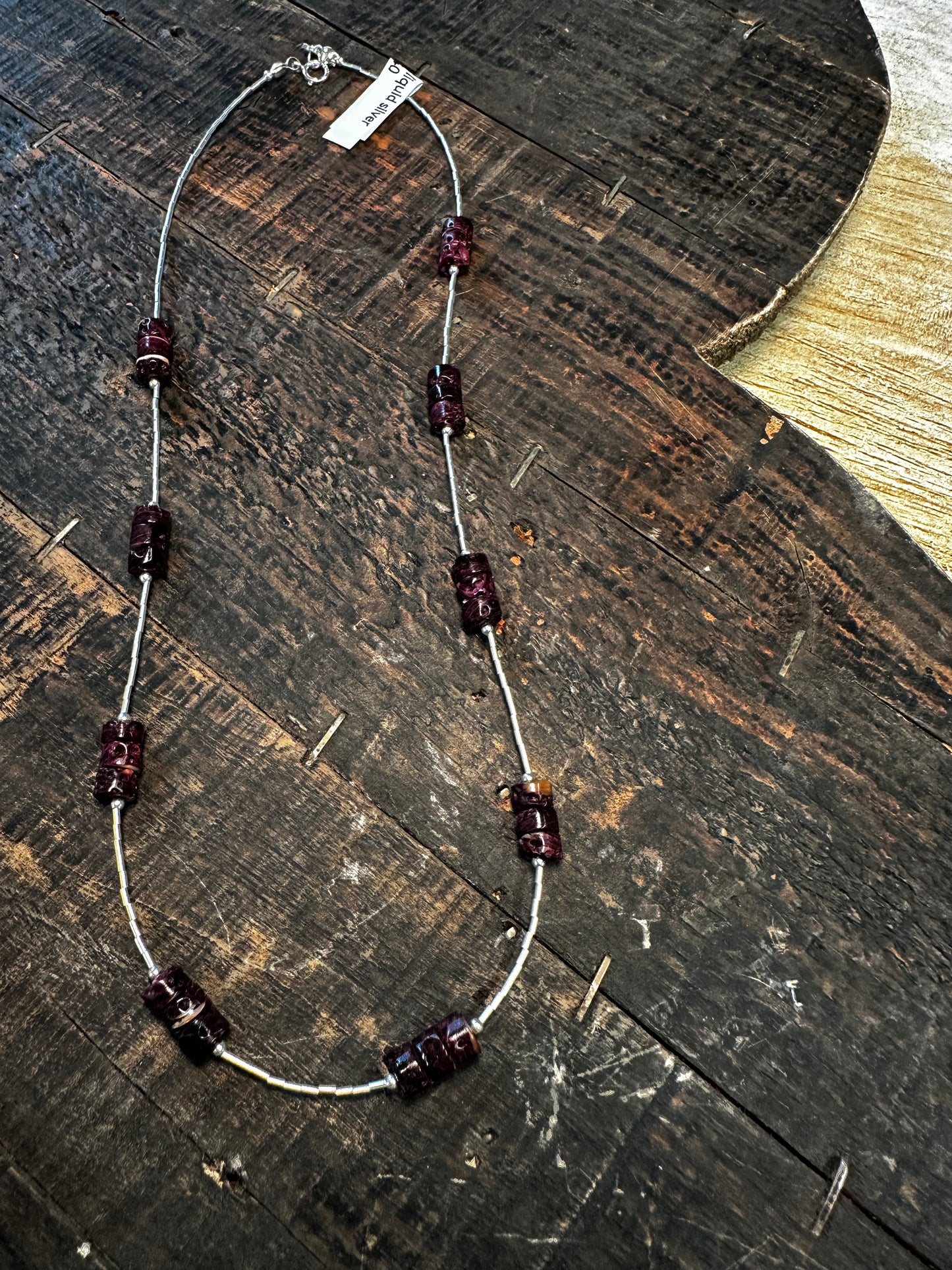 Purple Spiny & Liquid Silver Necklace