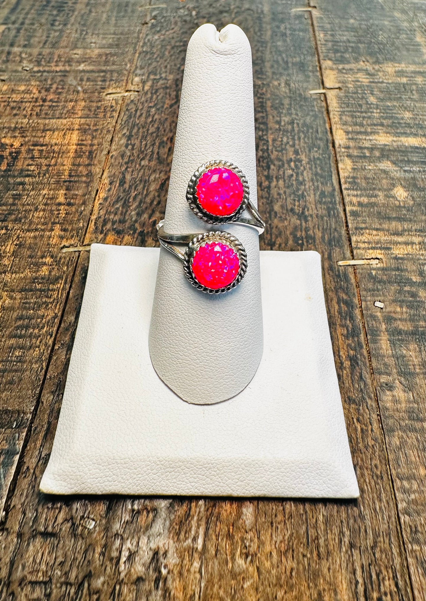 Pink Opal Bypass ring