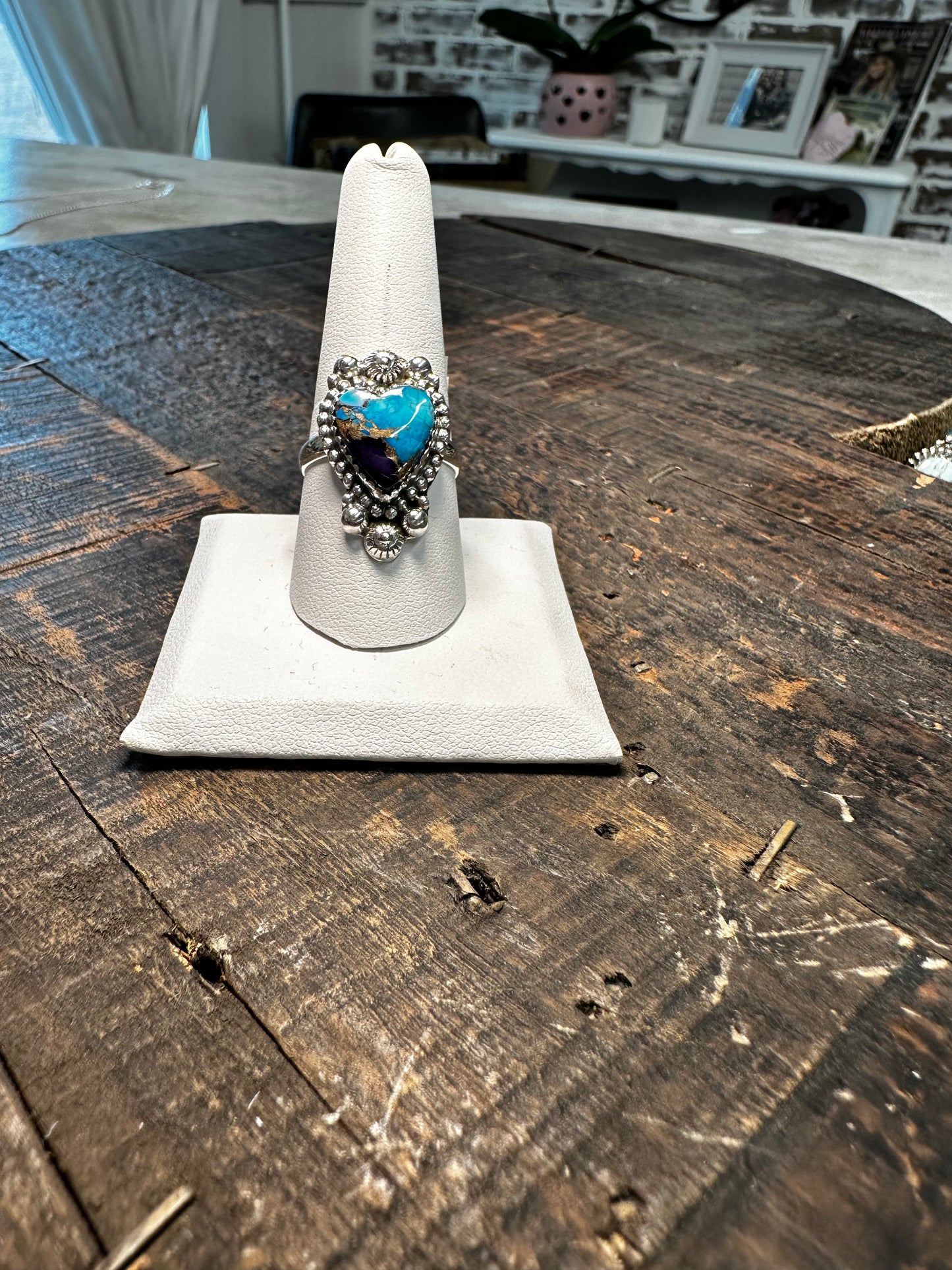 Blue Dahlia Heart ring