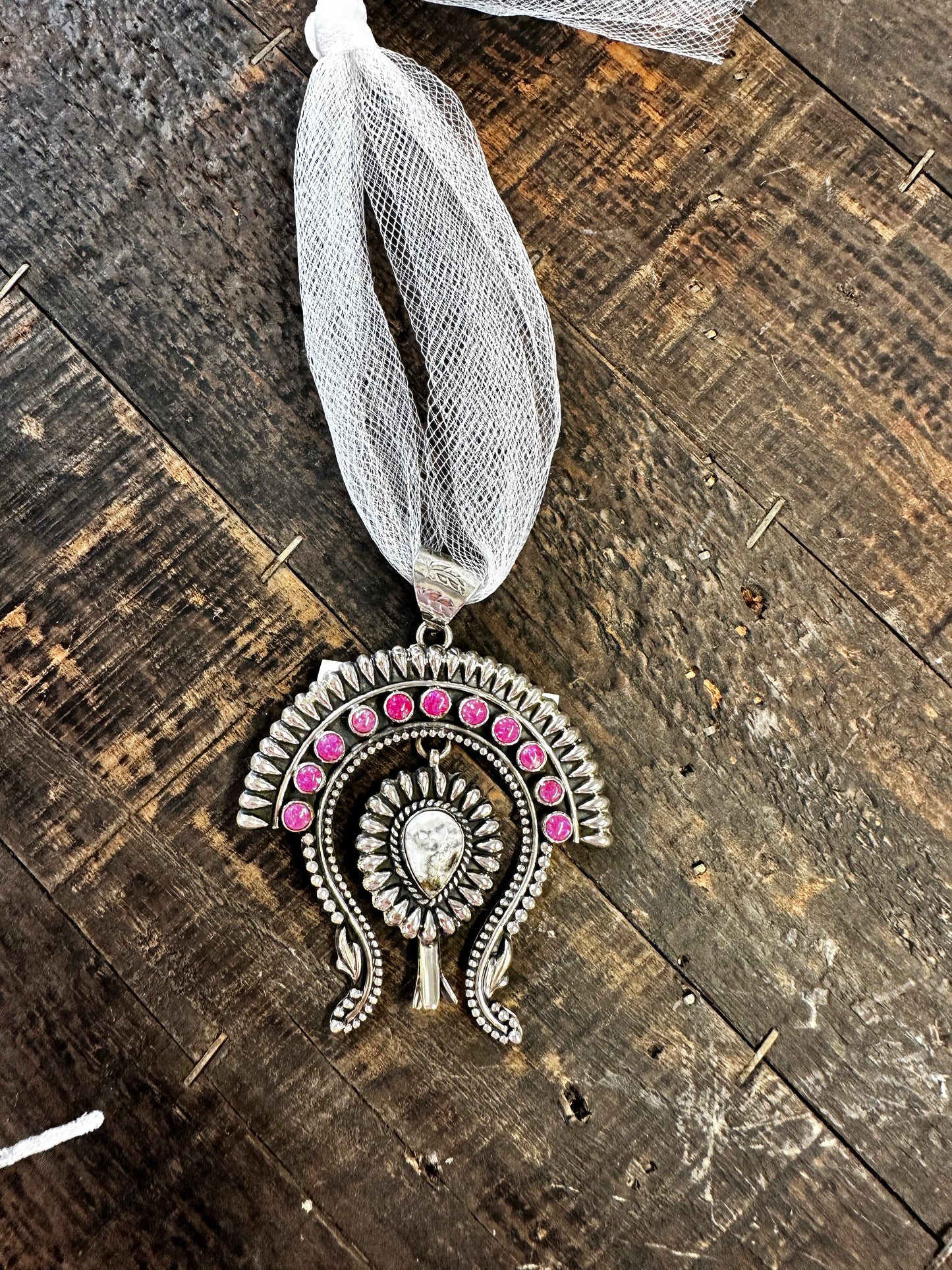 Pink Opal and wild horse Naja pendent