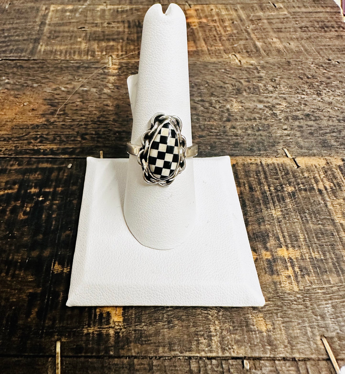 Black onyx and Checkerboard Ring