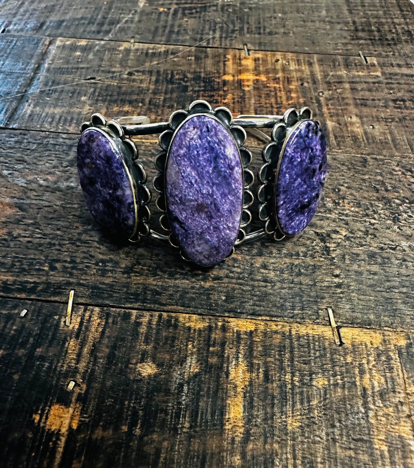 Charolit & Sterling 925 Cuff bracelet