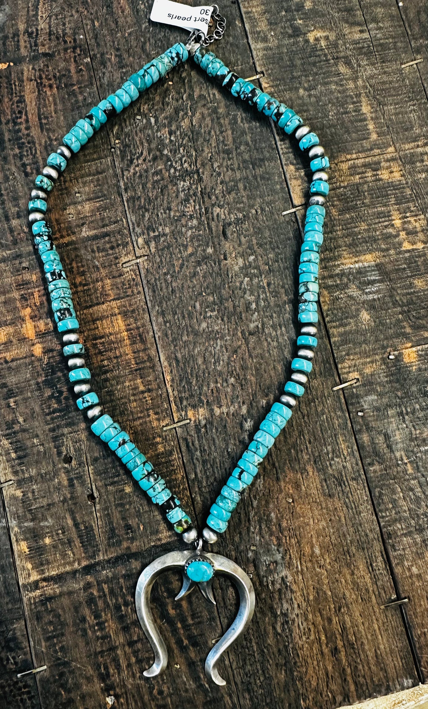 Turquoise and Desert pearls necklace