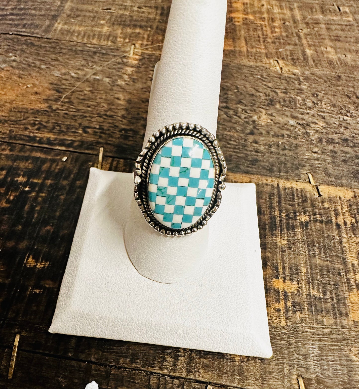 Turquoise Checkerboard Ring
