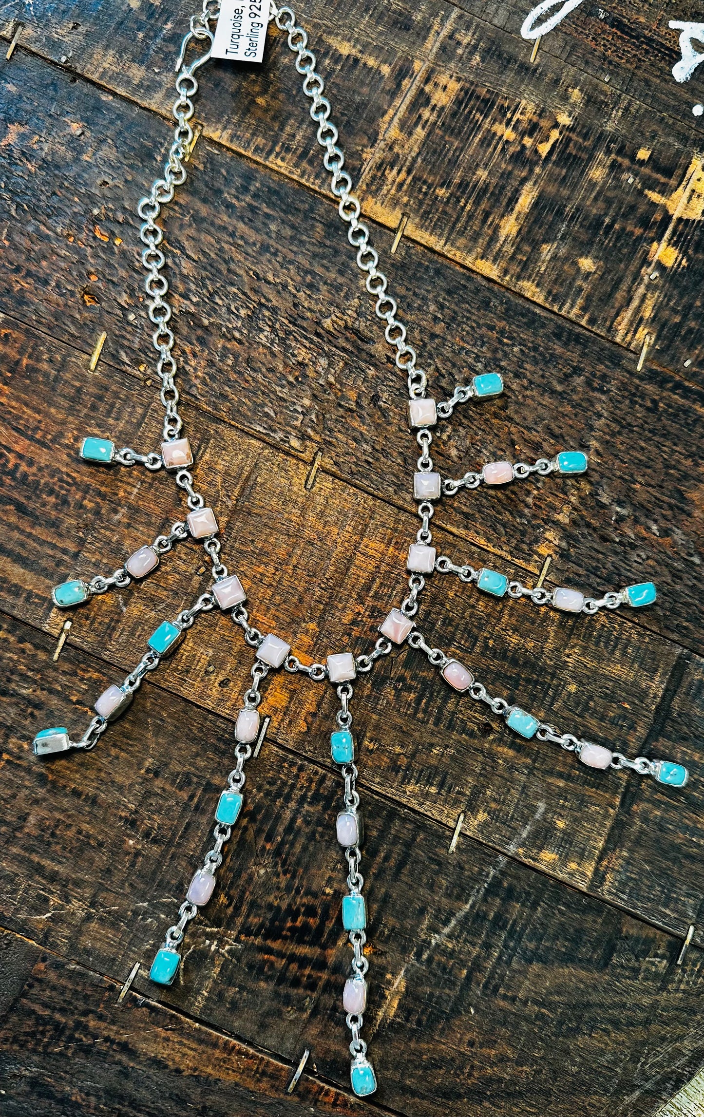 Turquoise and Pink Opal Necklace