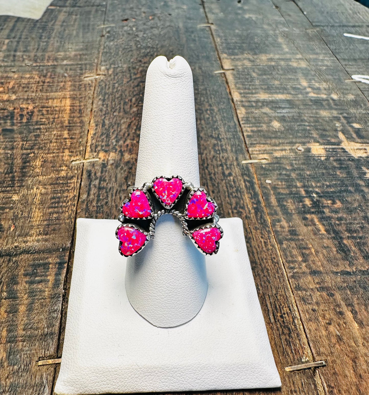 Pink Opal Heart ring