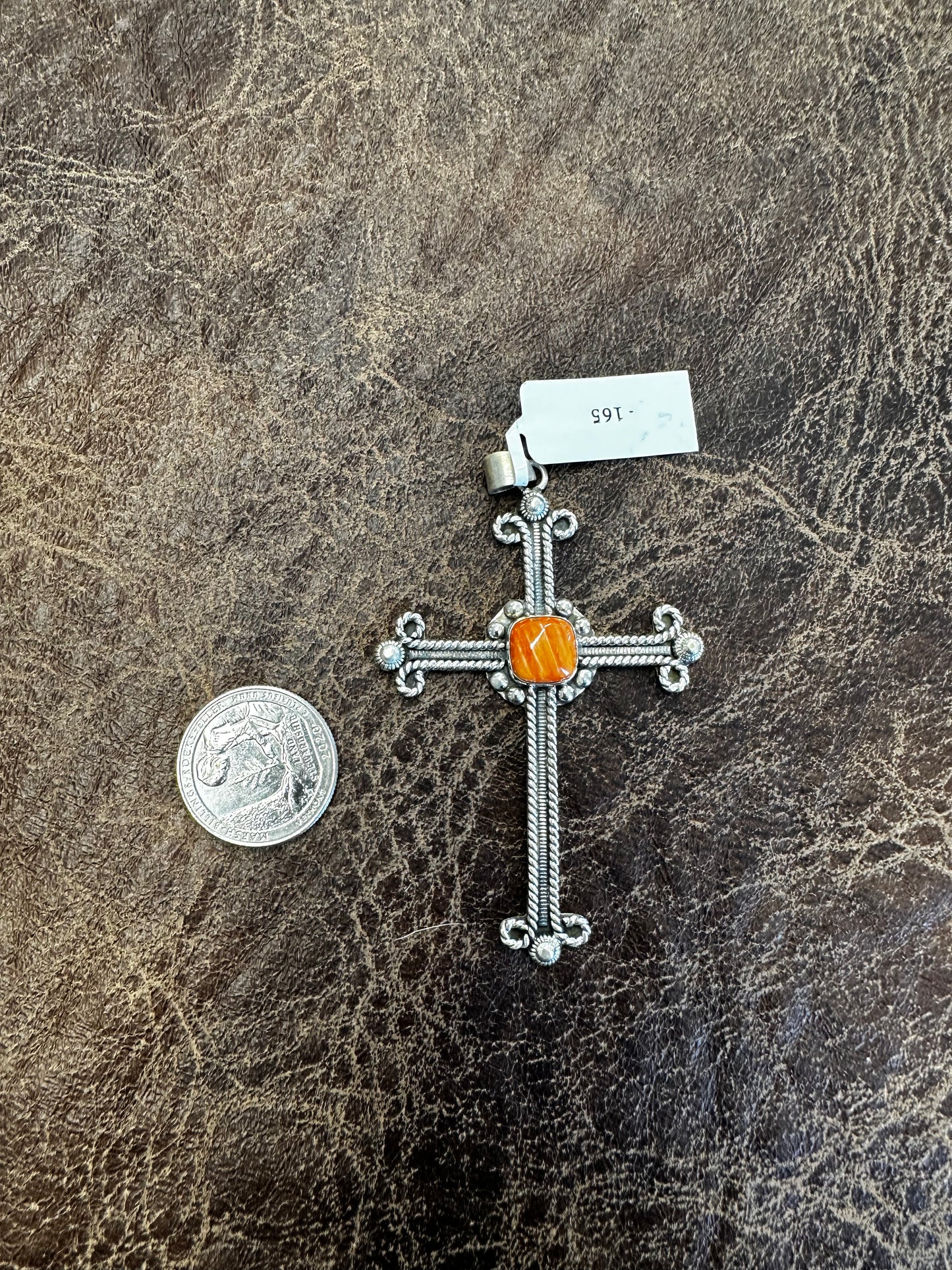 Orange Spiny & Sterling pendent