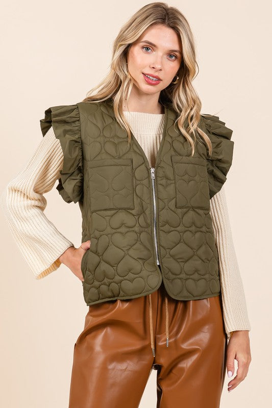 Plus Lightweight Heart Quilted Puffer Vest