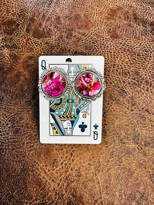 Pink Dahlia Earings