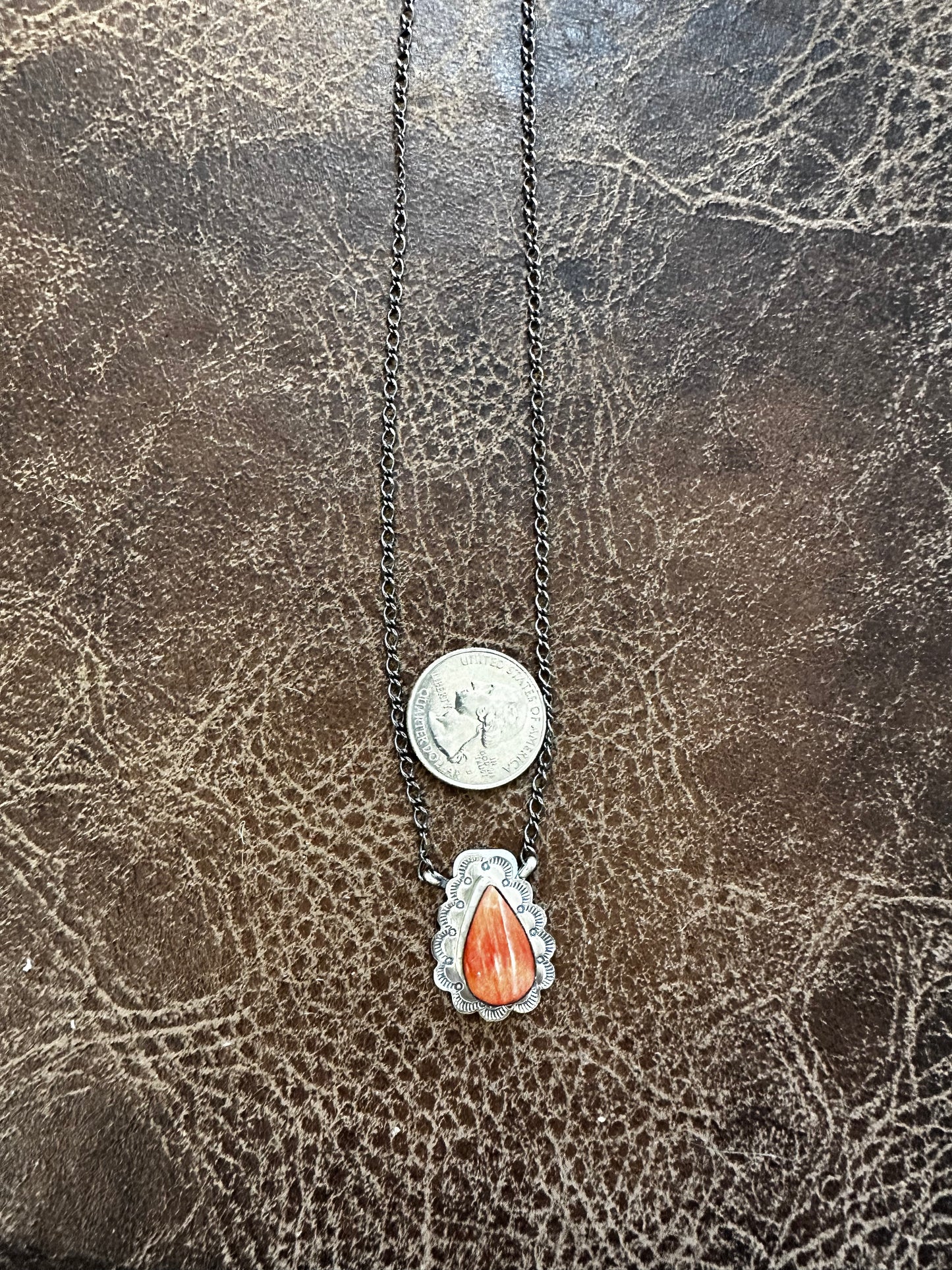 Red Spiny necklace by Scott Skeets