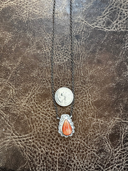 Red Spiny necklace by Scott Skeets