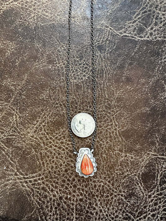 Red Spiny necklace by Scott Skeets