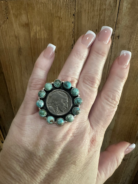 Buffalo Nickel & Turquoise ring