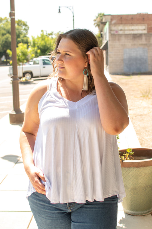 Classic White Vee Tank Top