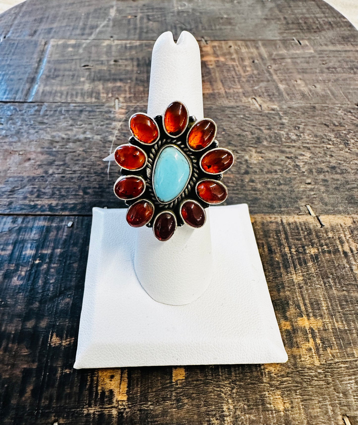 Turquoise & Amber Ring