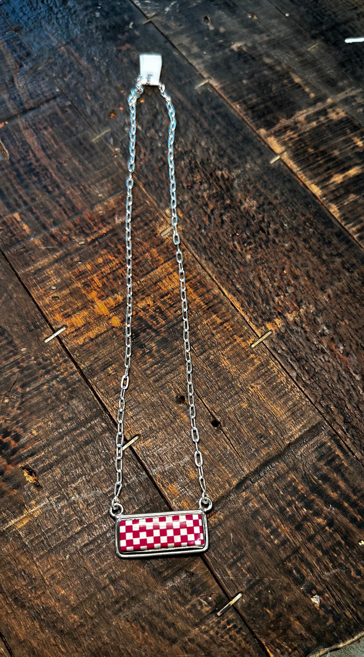 Pink Checker Necklace