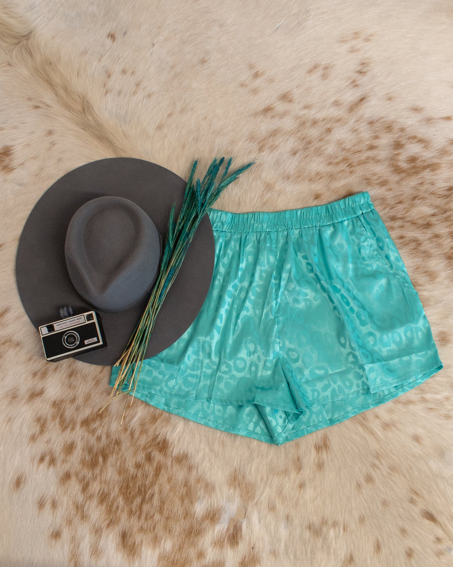 Turquoise Leopard Shorts