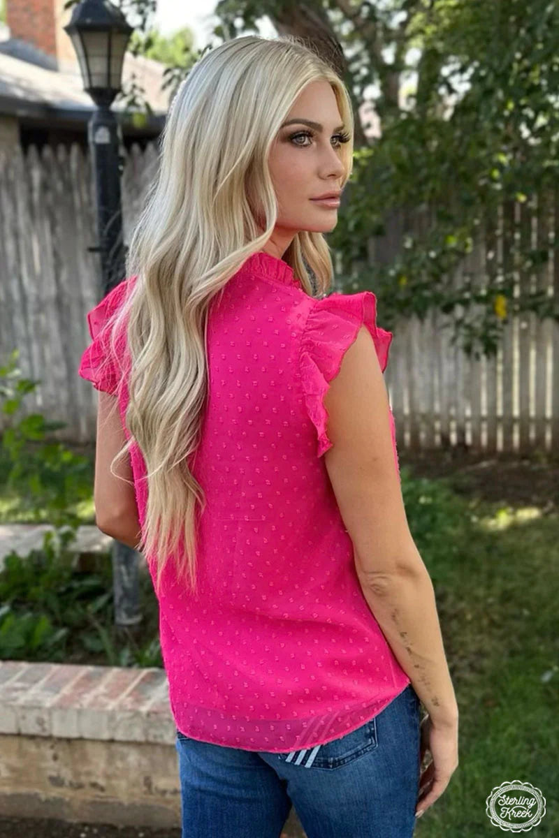 Swiss Dot Hot Pink Babydoll Top